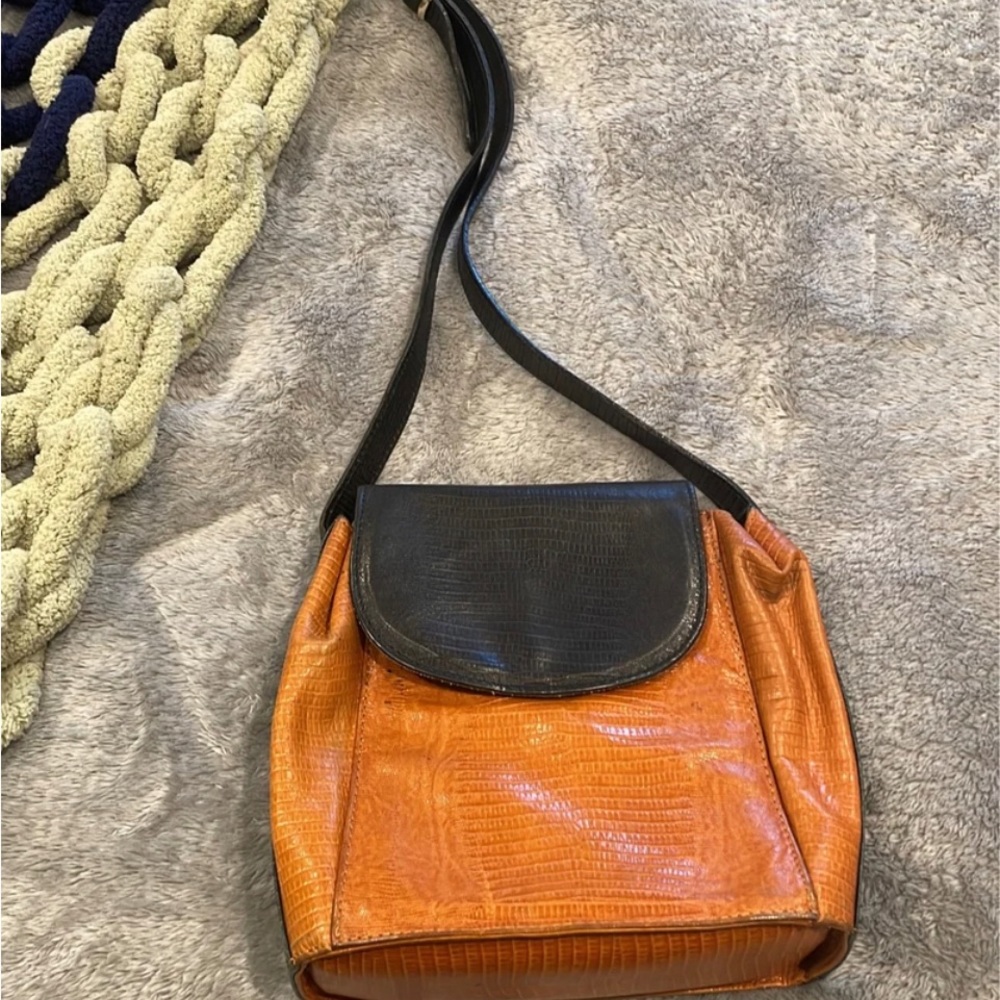 Marco Ricci VINTAGE Purse BROWN Textured Leather SHOULDER BAG Made in Italy